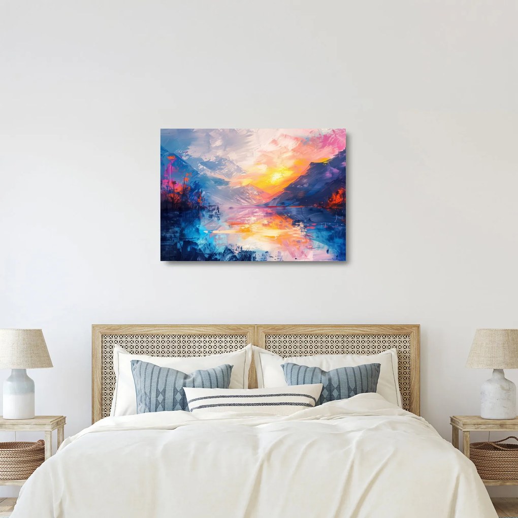 Sklenený obraz - Maľba krajiny (70x50 cm)
