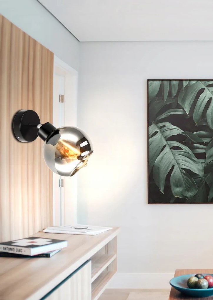 BERGE Sklenená LED stropná lampa 1xE27 - dymová guľa
