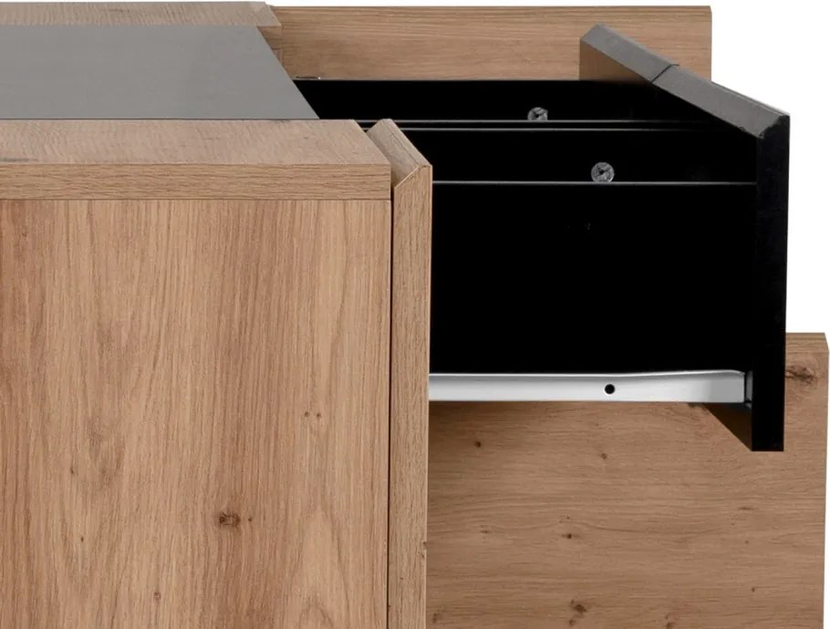 Široká komoda so zásuvkami Nola, dub artisan/čierna