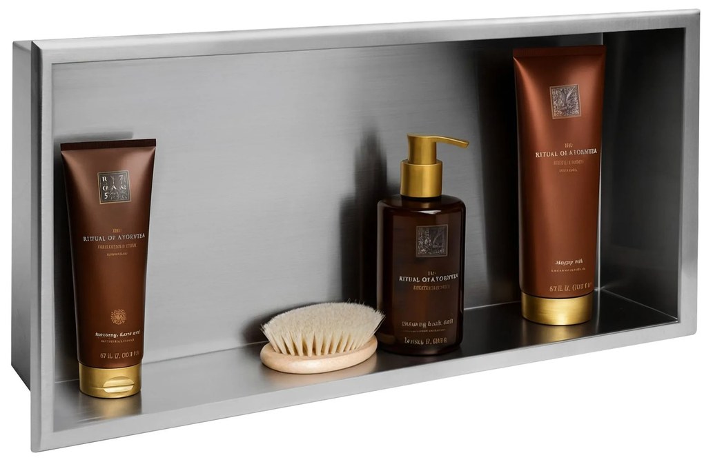 Rea Rea, nerezová vstavaná polica s golierom 600x300x100 mm, oceľová, REA-05602