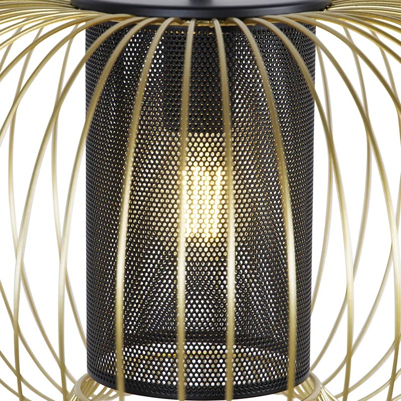 Dizajnové závesné svietidlo zlaté s čiernou 50 cm - Marnie