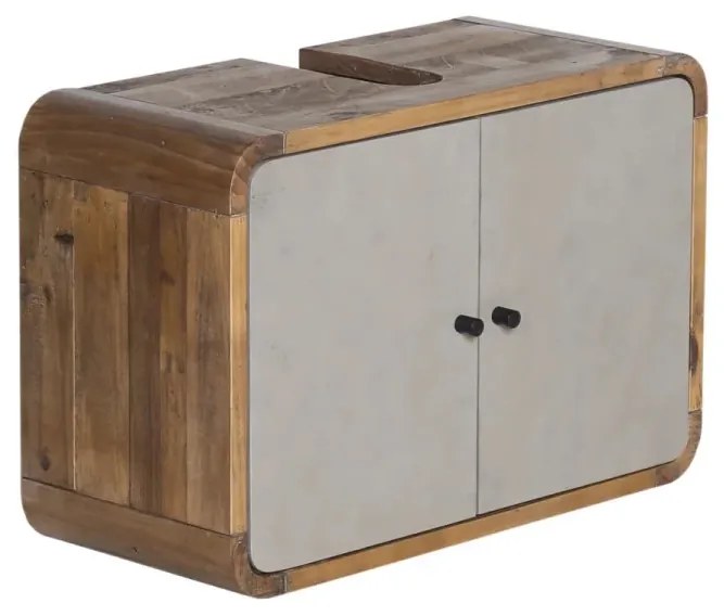 furniture-nabytek.cz - Masívna skrinka pod umývadlo Dinglová z recyklovanej borovice a MDF, lakovaná, prírodná / šedá – 67×30×45 cm