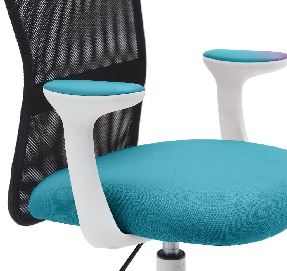 Detská stolička Neoseat MONKEY WHITE s podnožou — látka, biela / tyrkysová