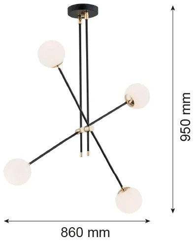 Argon 1696 - Luster na tyči ABSTRACT 4xE14/7W/230V čierna