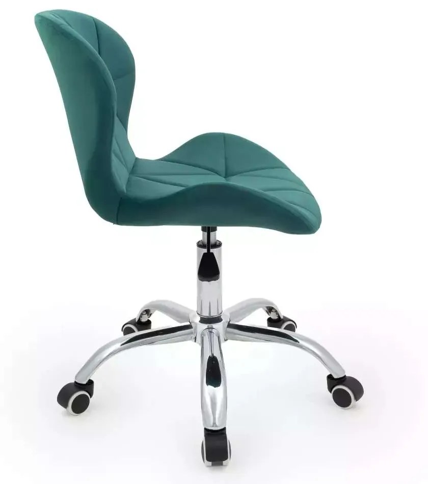 LuxuryForm DESIGN Stolička LIVIO VELUR na striebornej podstave s kolieskami - zelená