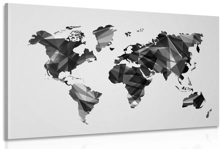 Obraz mapa sveta v dizajne vektorovej grafiky v čiernobielom prevedení - 120x80