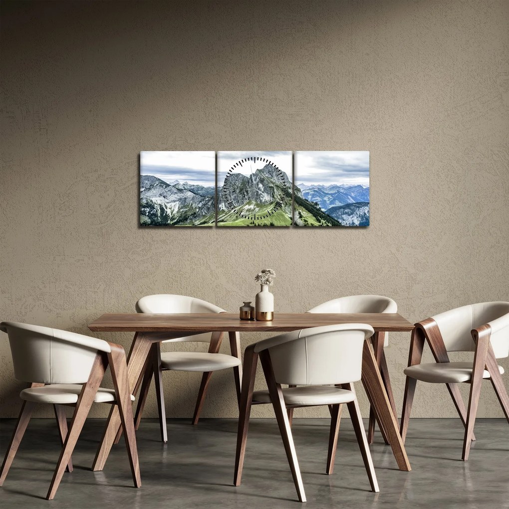 Obraz - Vrcholy hôr (s hodinami) (90x30 cm)