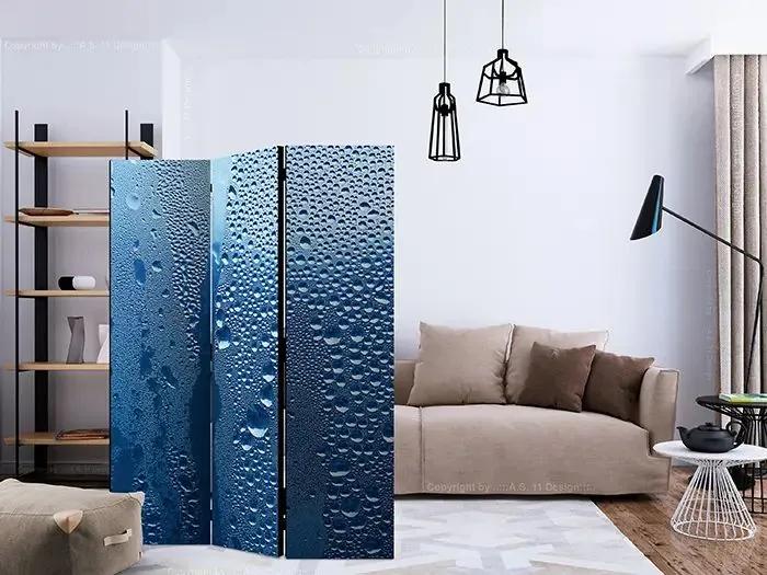 Paraván - Water drops on blue glass [Room Dividers]