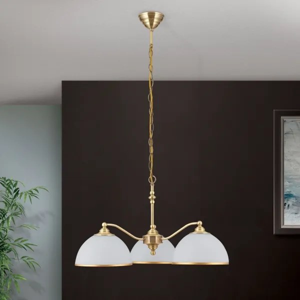 Orion LU 1838/3 - Luster na reťazi OLD LAMP 3xE27/40W/230V biela/mosadz