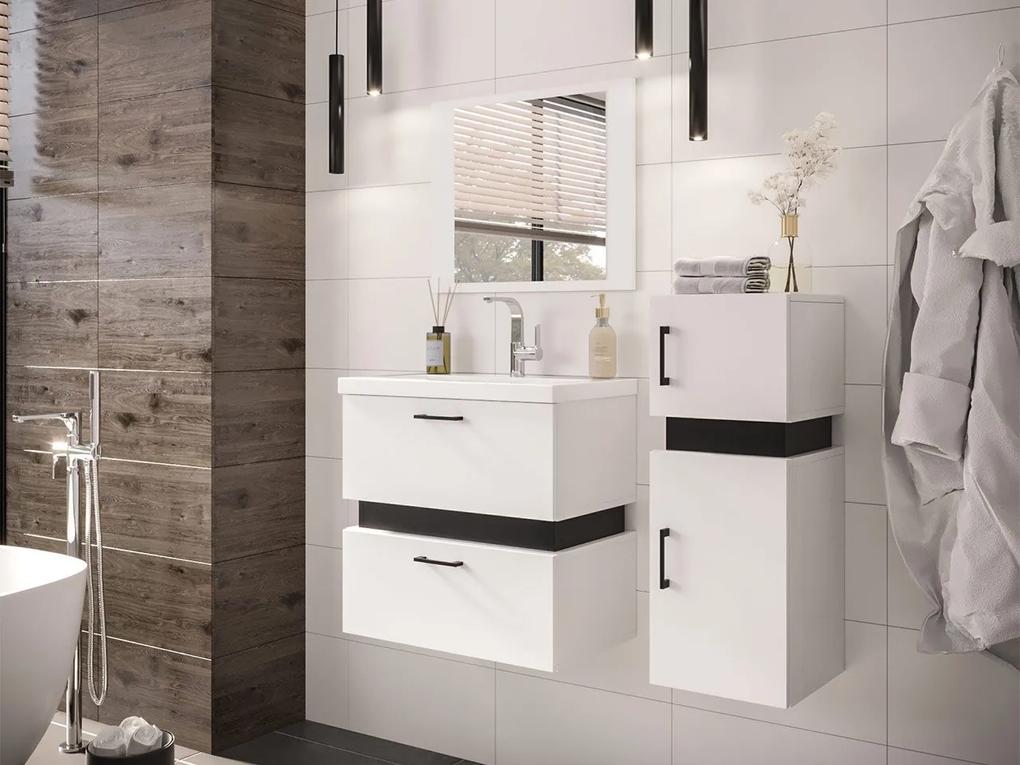 Kúpeľňový nábytok Torvaldi IV, Sifón: so sifónom, Umývadlo: nie, Farby: biela / biela + čierny mat