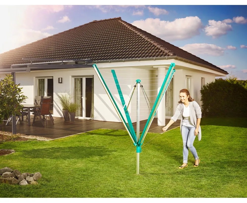 Vonkajší sušiak na bielizeň v striebornej farbe 60 m Linomatic 600 Deluxe Cover – LEIFHEIT