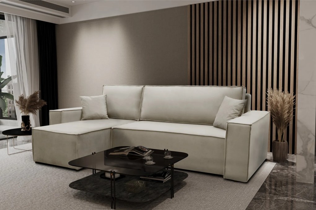 ROHOVÁ SEDAČKA TERRY SWING 1 KRÉMOVÝ ZAMAT 244 x 142 cm