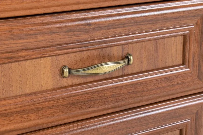 Kredenc Ramiak 120, orech ecco/akácia (sklo hranaté, u13 zlato, deska lancelot)