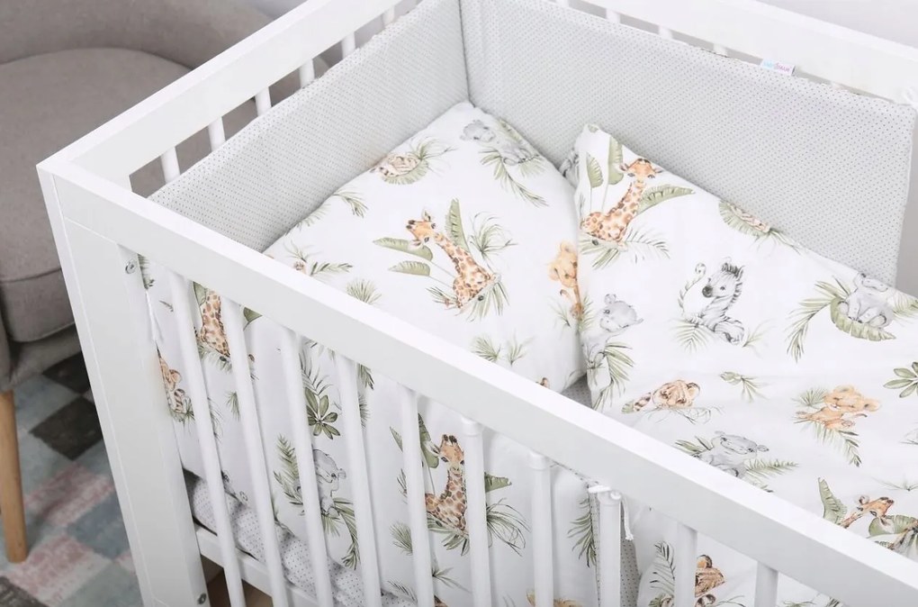 Detské bavlnené obliečky do postieľky 135x100 cm BABYMAM PREMIUM - Africké zvieratká