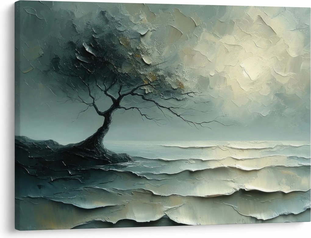 Obraz - Olejomaľba stromu s oceánom (70x50 cm)
