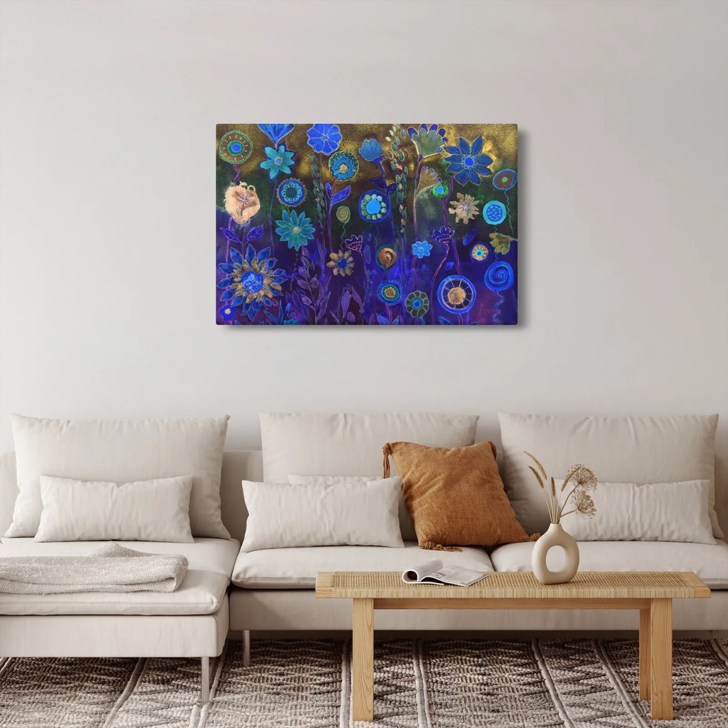 Obraz tmavomodrých kvetov (90x60 cm)