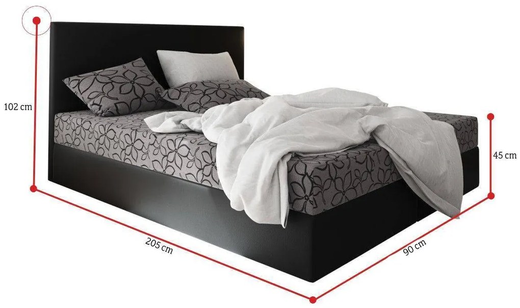 Čalúnená posteľ boxspring ELONA 2, 90x200, flowers 48/sioux biela, ľavá