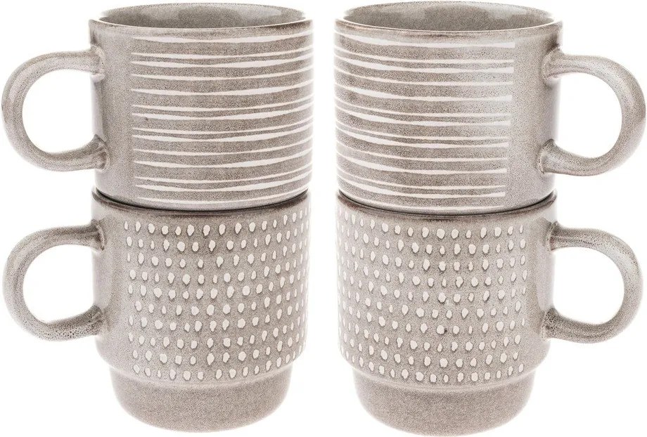 Svetlohnedé keramické šálky v súprave 4 ks 290 ml – Dakls
