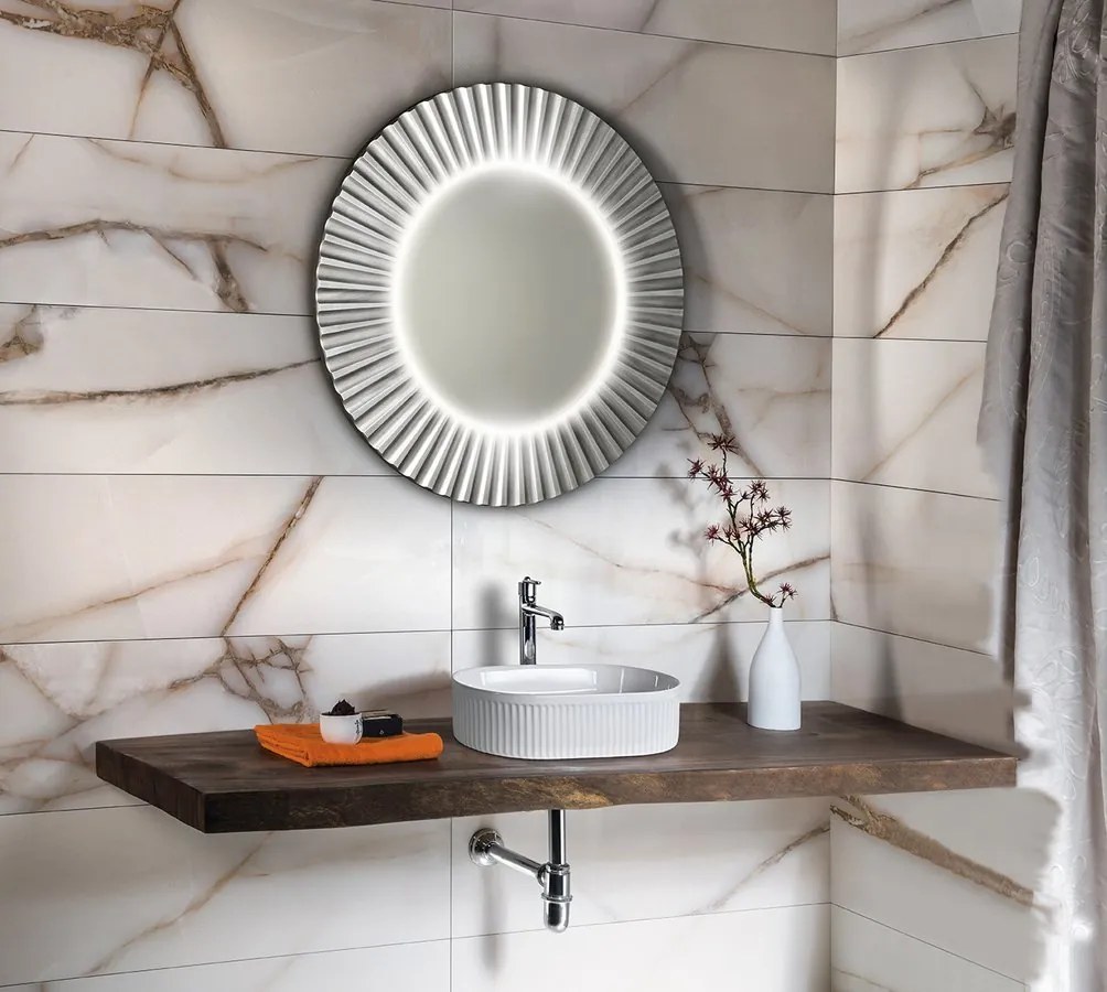 Sapho Sapho, PRIDE STRIP guľaté zrkadlo s LED osvetlením v ráme, priemer 75cm, strieborná, PD752