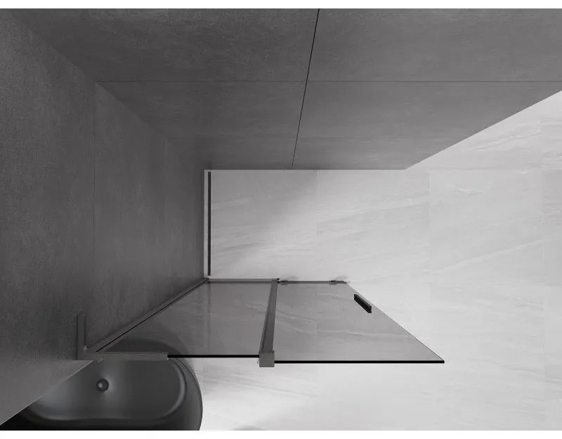 Mexen Velar L, posuvná sprchová zástena Walk-in 120 x 200 cm, 8mm šedé sklo, grafit brúsený, 871-120-003-43-66