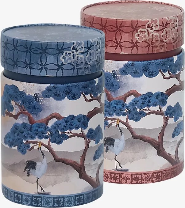 Sada plechových dóz Crane – 125 g, dizajn s motívom žeriava