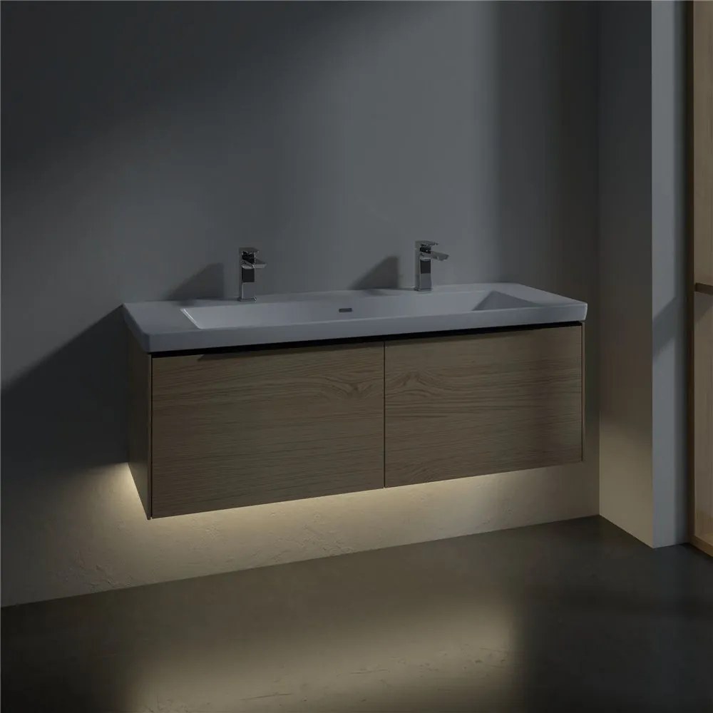 VILLEROY &amp; BOCH Subway 3.0 závesná skrinka pod umývadlo, 2 zásuvky, s LED osvetlením, 1272 x 478 x 429 mm, Nordic Oak, C601L1VJ