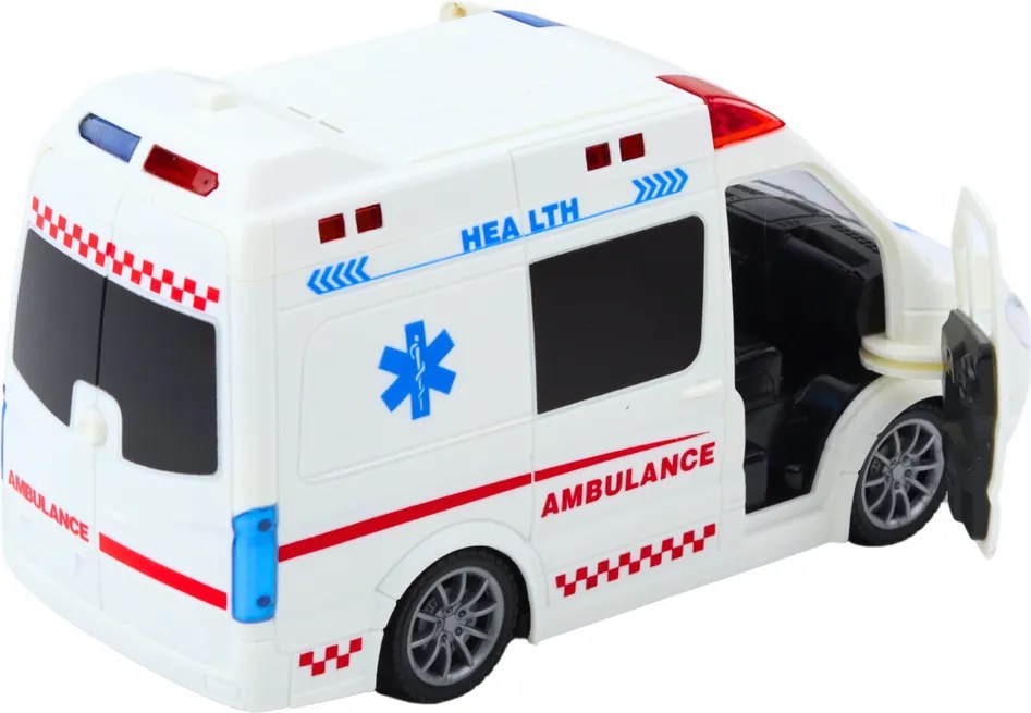 LEAN Toys Ambulancia na diaľkové ovládanie RC svetlá zvuky 1:20 biela