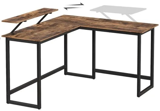 Rohový písací stôl SOLEA hnedá/čierna