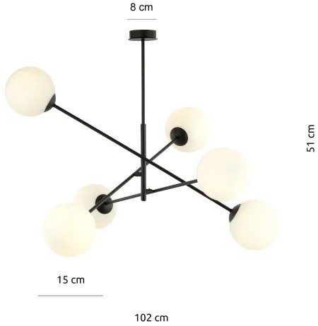Luster na tyči LINEAR 6xE14/10W/230V čierna/biela