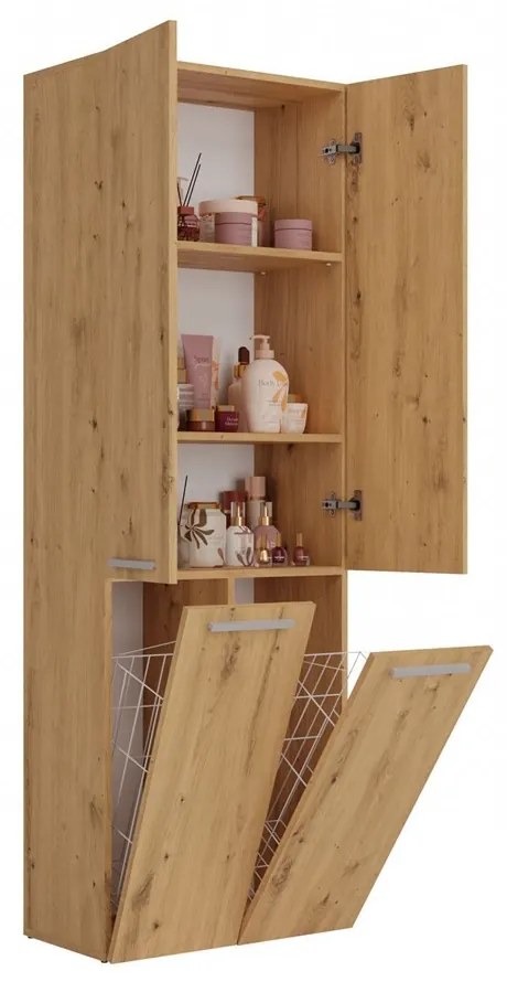 Kúpeľňová skrinka s 2 košmi na bielizeň NEL ART I dub artisan