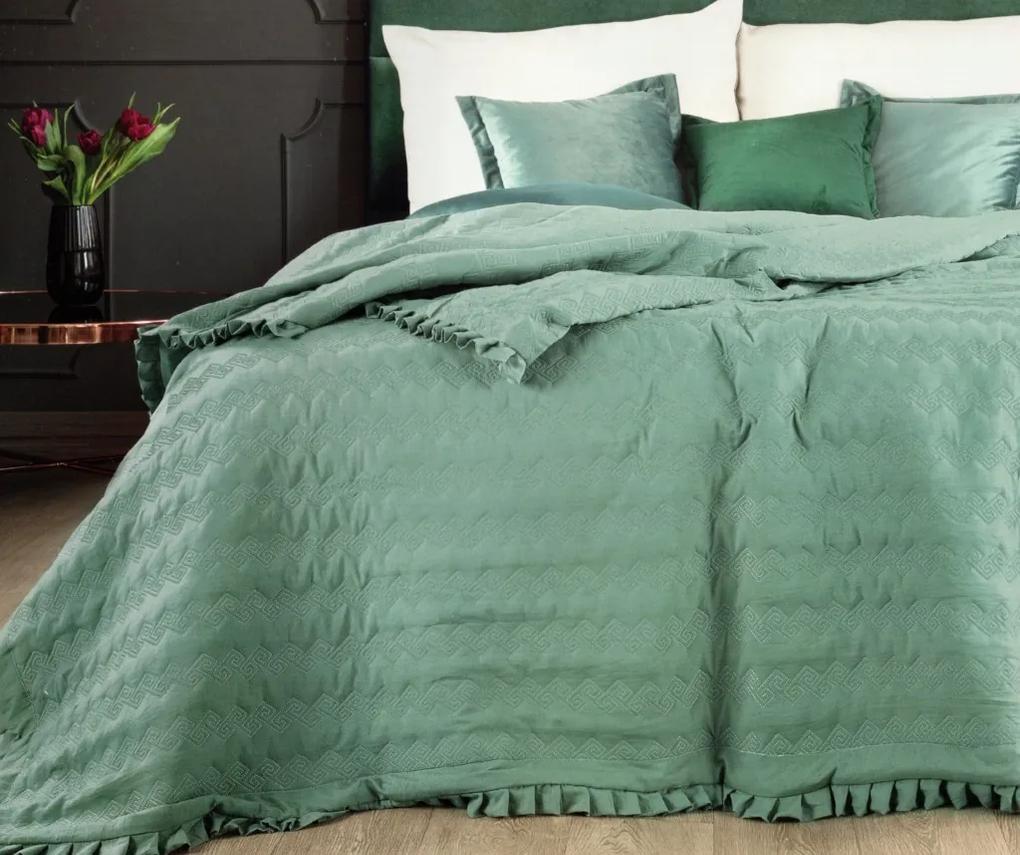 DomTextilu Obojstranný prehoz na posteľ s prešívaním zelenej farby Šírka: 170 cm | Dĺžka: 210 cm 27685-153316
