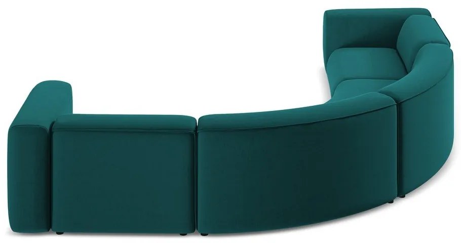 Tyrkysovomodrá zamatová rohová pohovka Ekahi – Makamii