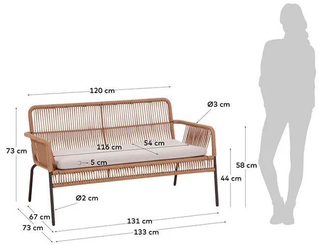 Záhradná pohovka samanta 133 cm MUZZA