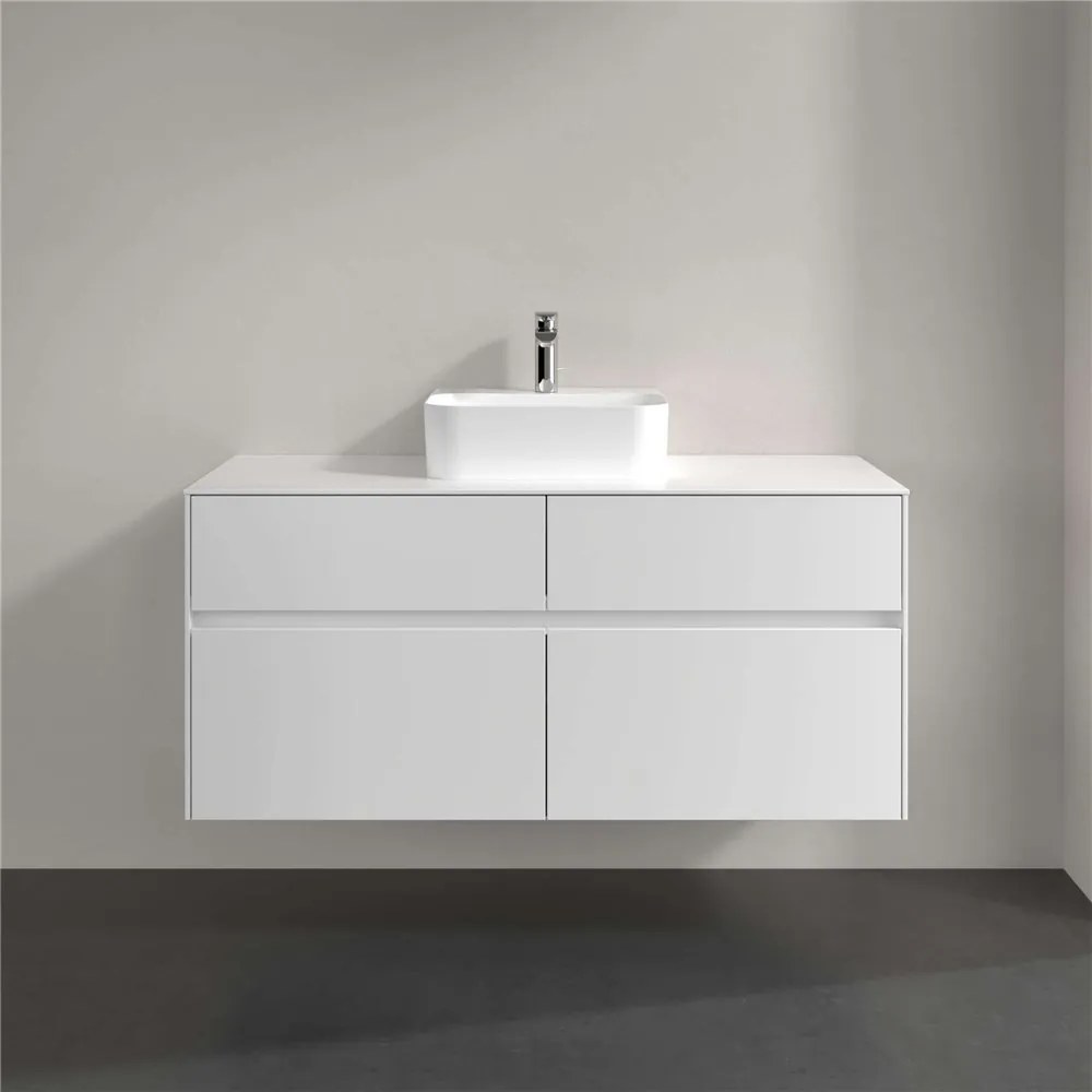 VILLEROY &amp; BOCH Collaro závesná skrinka pod umývadlo na dosku (umývadlo v strede), 4 zásuvky, 1200 x 500 x 548 mm, White Matt, C09700MS