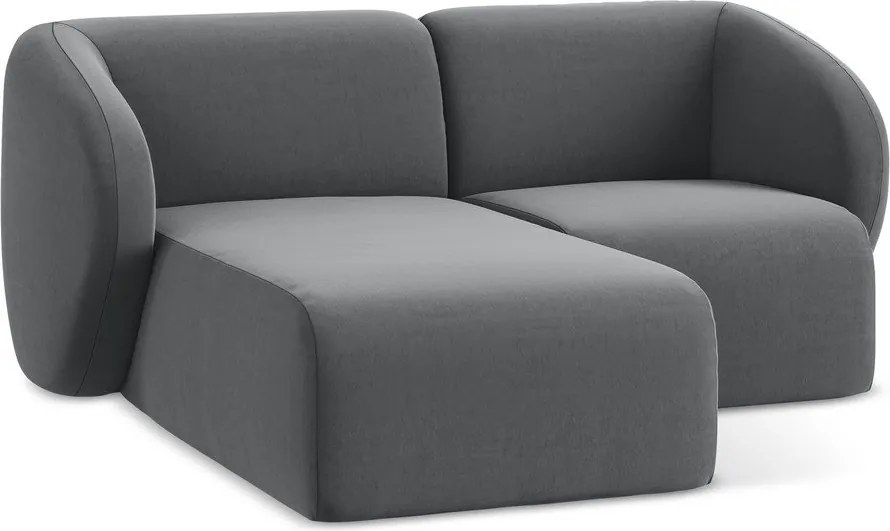 Sivá zamatová rohová pohovka (ľavý roh/s leňoškou) Lani – Makamii