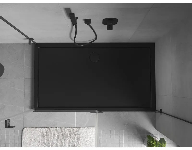 Mexen Flow, obdĺžniková sprchová vanička, slim, 80 x 150 cm, čierna matná, 46R708015
