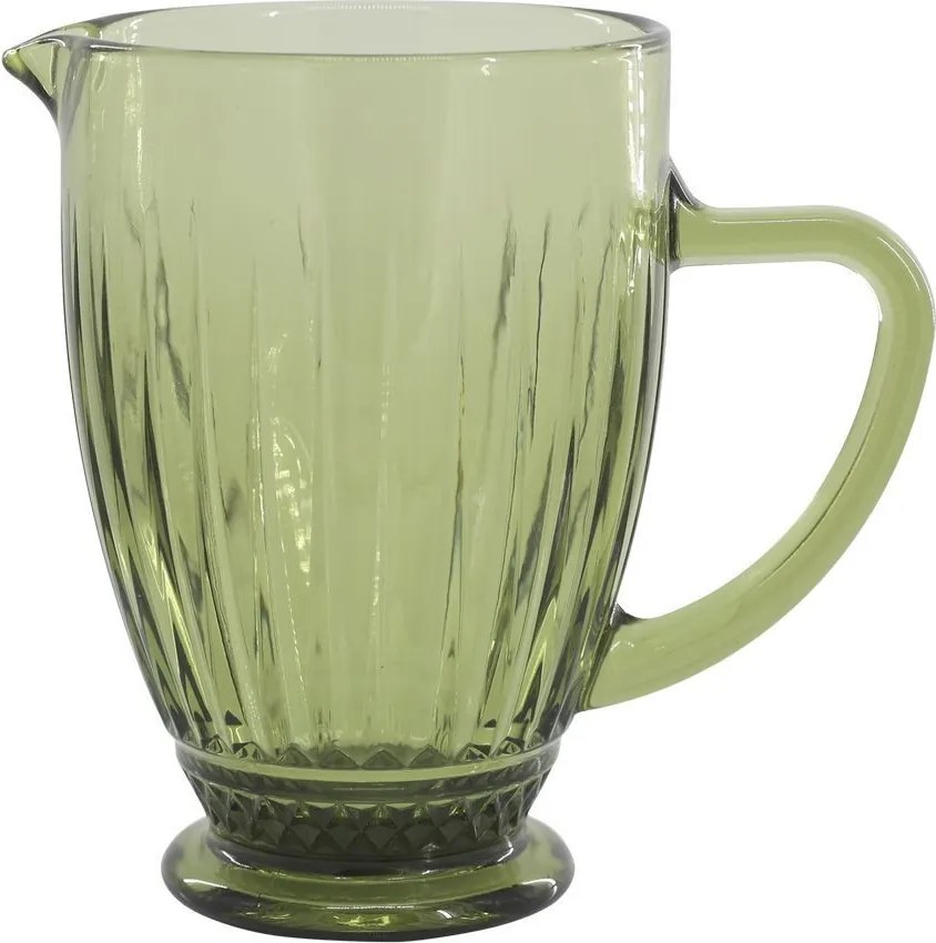 Zelený sklenený džbán s vrúbkami Saint-Émilion - 12*20 cm / 1000 ml