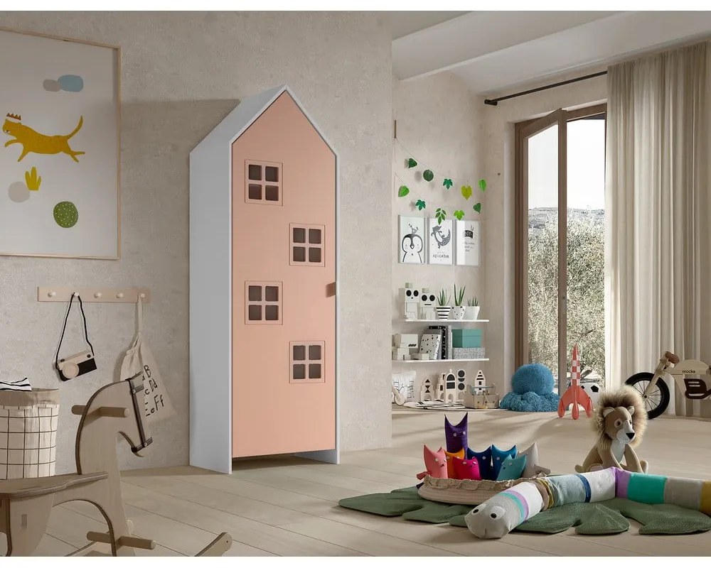 Biela/ružová detská šatníková skriňa 58x172x37 cm Casami Bruges – Vipack