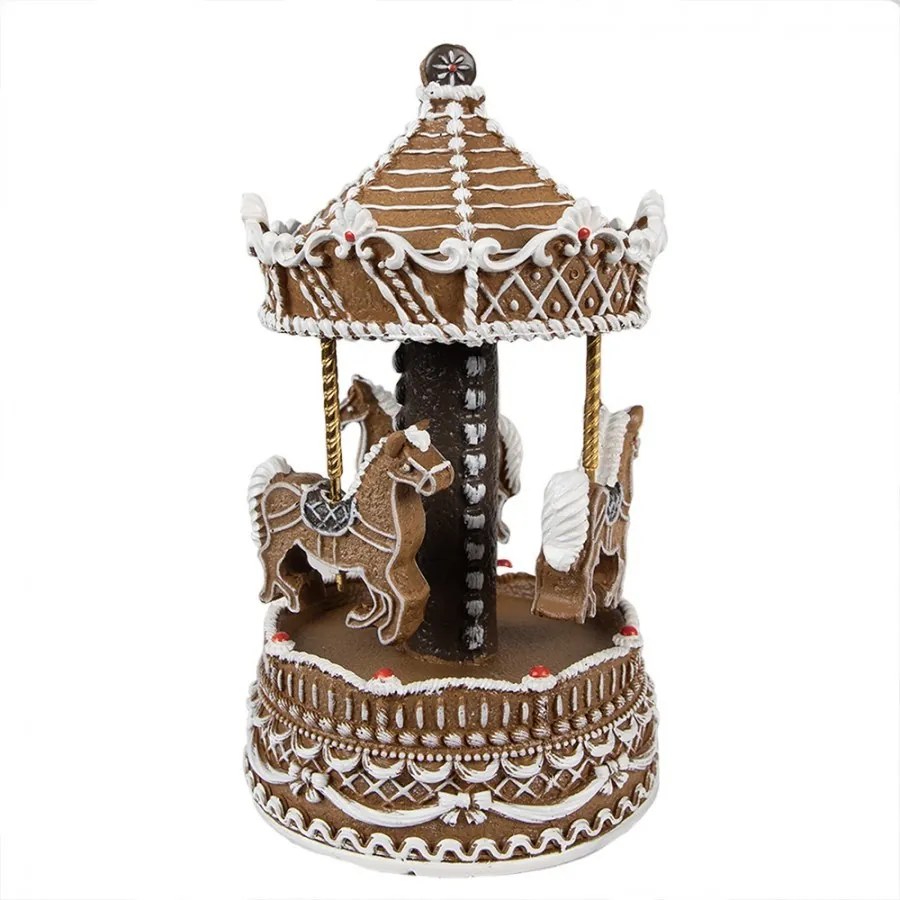 Vianočný perníkový hrací koloroč Gingerbread Carousel - Ø 12*22 cm