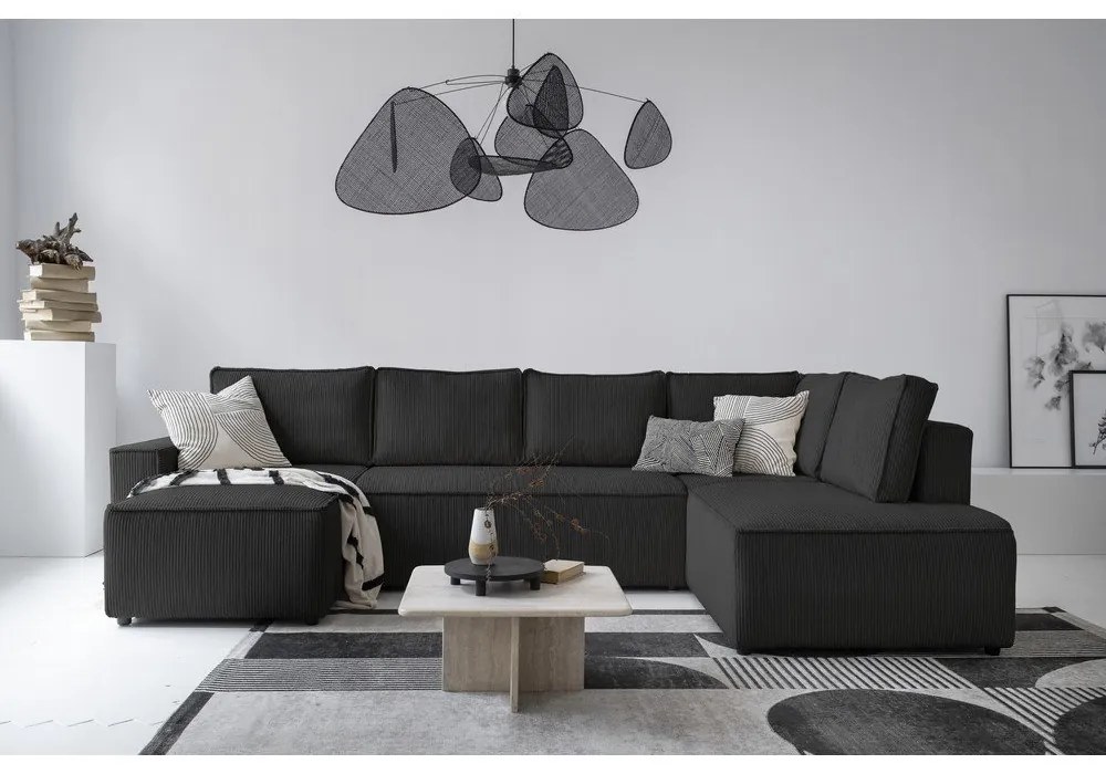 Antracitovosivá menčestrová rozkladacia rohová pohovka (pravý roh/do tvaru "U") Brave Dave – Miuform