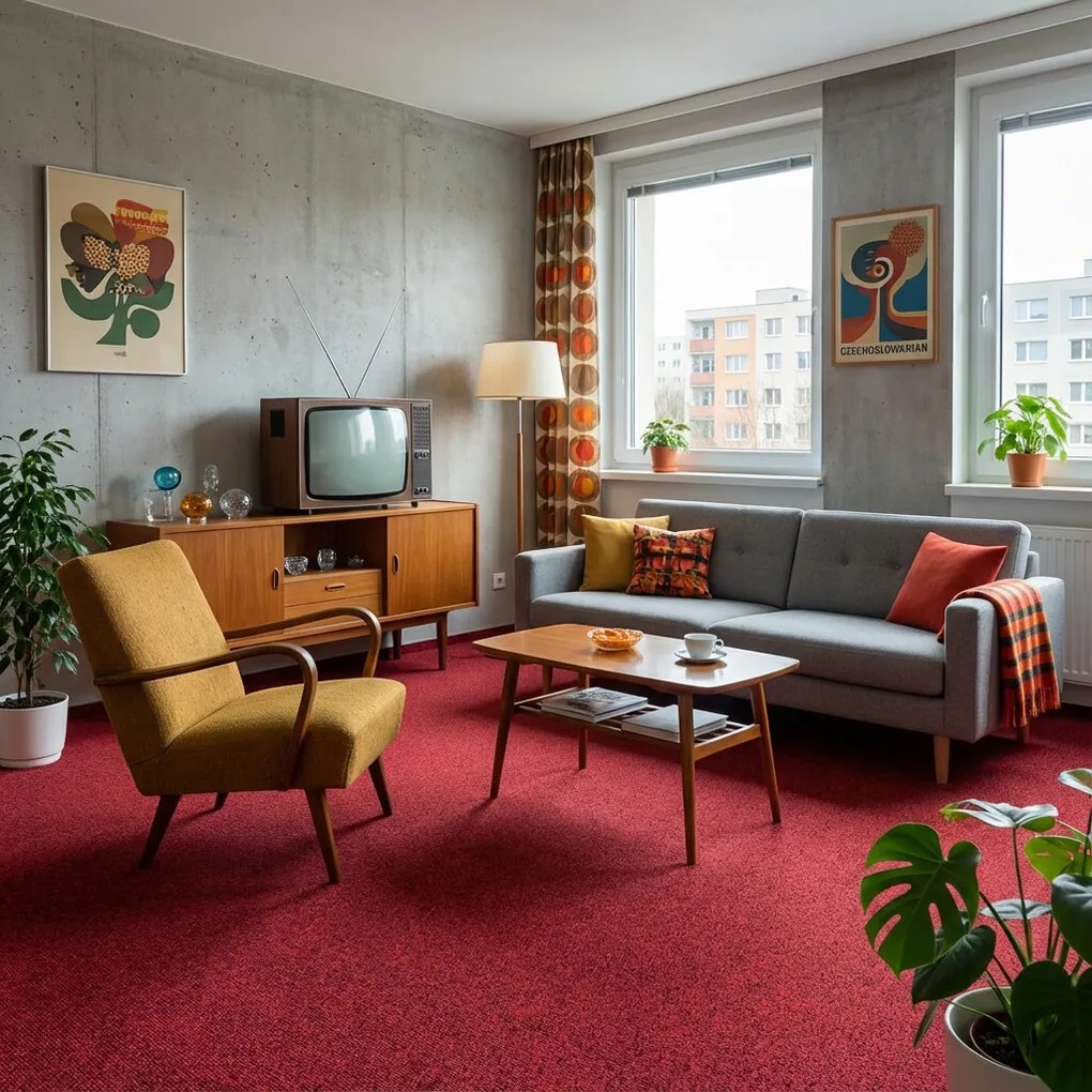 Spoltex, Metrážny koberec Balance 35 červený, na mieru, šíře 4m, červená, filc, chodba / predsieň