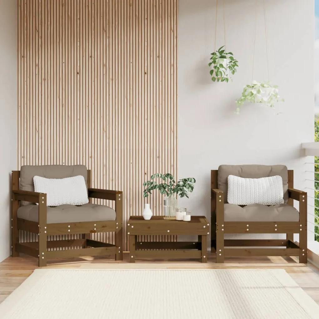Záhradné stoličky s vankúšmi 2ks medové masívna borovica 825565