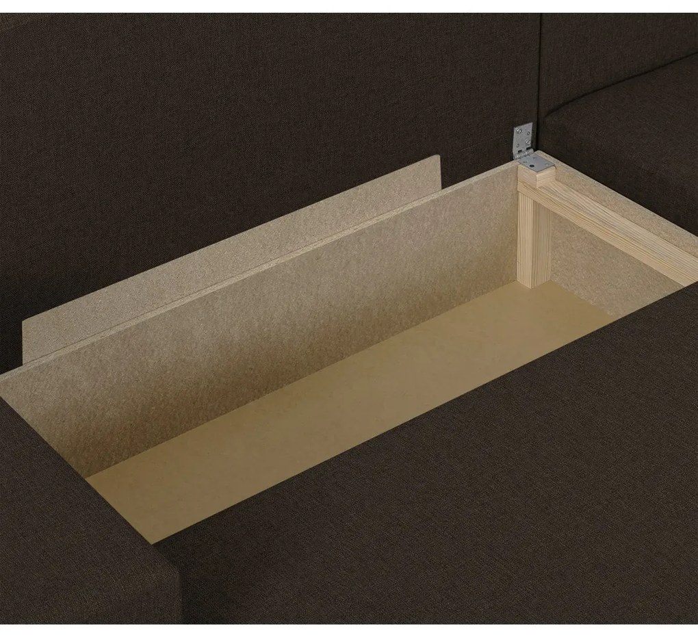 Rozkládací rohová sedací souprava MODO3 + 2 Taburety Hnědá