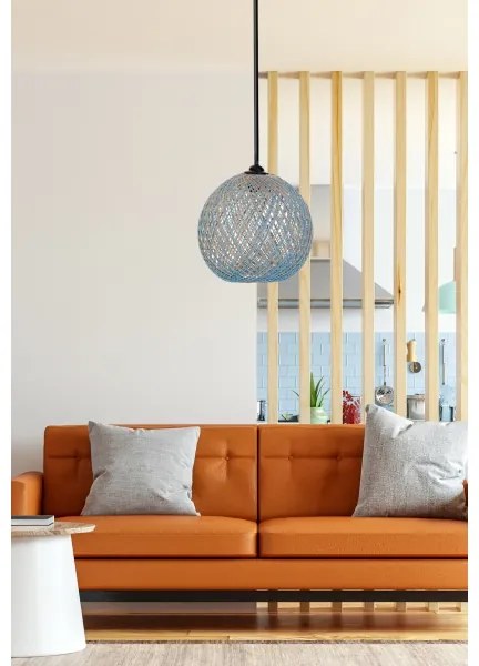 Luster na lanku JUTE 1xE27/60W/230V modrá