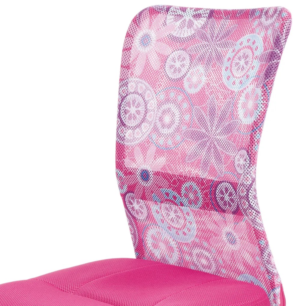 Autronic - kancelárska stolička, ružová mesh, plastový kríž, sieťovina motív - KA-2325 PINK
