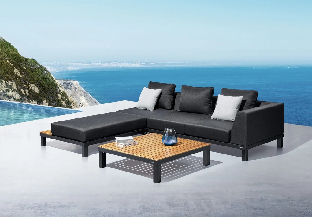 POLO 2.0 rohová sedacia súprava s nastaviteľným ležadlom - čierna