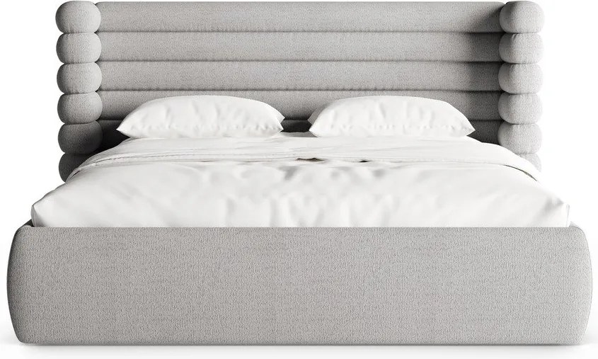 Sivá čalúnená dvojlôžková posteľ s úložným priestorom s roštom 180x200 cm Mount – Micadoni