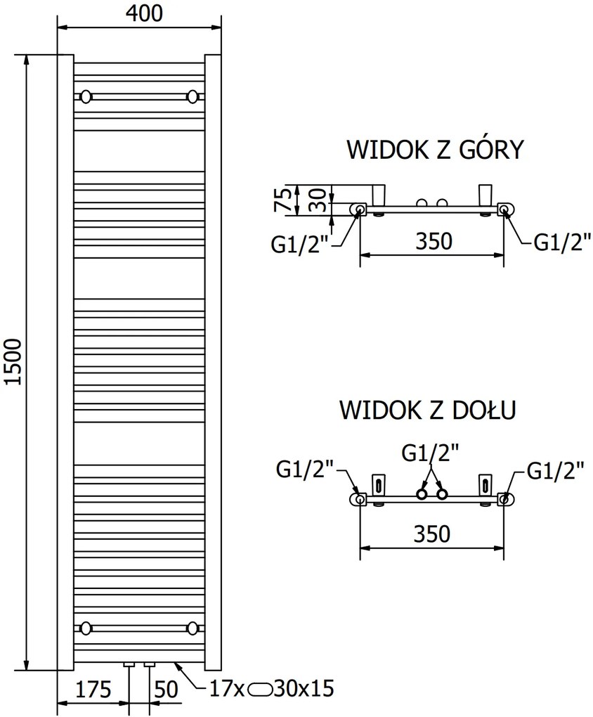 Mexen Hades, vykurovacie teleso 1500x400 mm, 453 W, zlatá lesklá, W104-1500-400-00-50