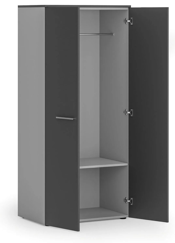 Kancelárska šatníková skriňa PRIMO GRAY, 1 polica, šatníková tyč, 800 x 500 x 1781 mm, sivá/grafit