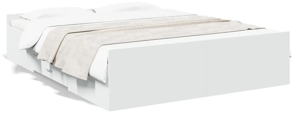 Posteľný rám so zásuvkami biely 140x200 cm kompozitné drevo 3280293